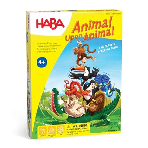 HABA Animal Upon Animal - Classic Wooden Stacking Game: Ultimate Family Board Games for Kids and Adults, Fun Dexterity Party Activity Ages 4-8, Made in China