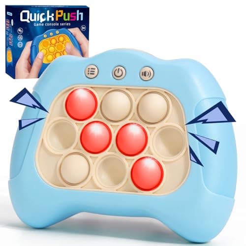 AOTIBO Fast Push Machine Light Up Fidget Toys for Kids Adults Handheld Game for Kids 312 Quick Push Bubble Stress Toy Sensory Toys Travel Games Xmas Birthday Gifts for Boys Girls Blue
