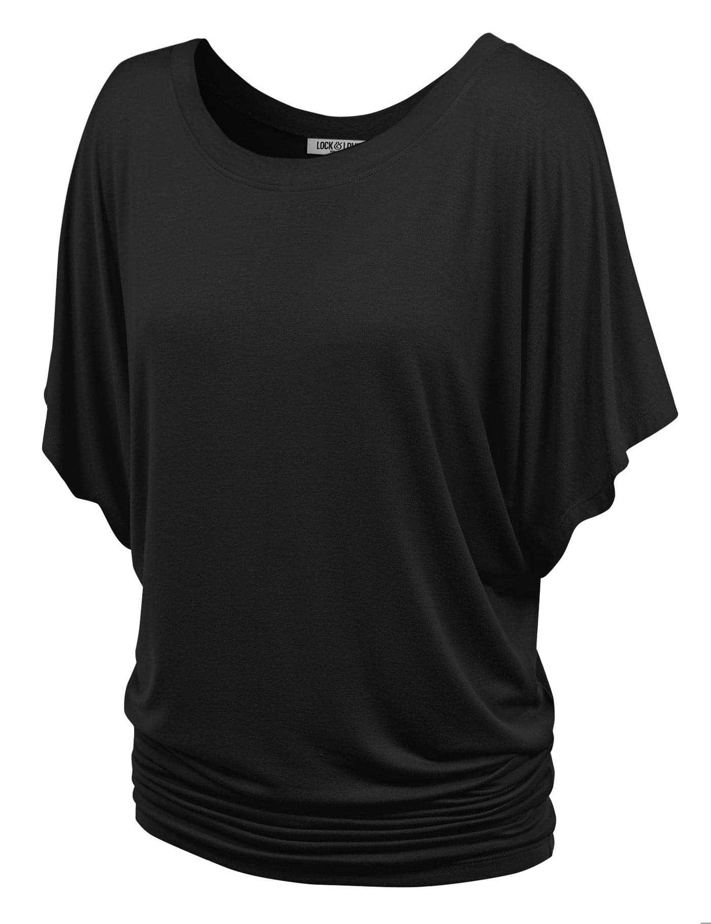 LL WT742 Women's Versatile Casual Short Sleeve Dolman Top – Loose Fit Boat Neck XXXL Black