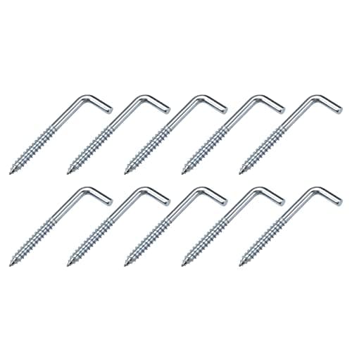 METALLIXITY Screw Hooks for Hanging (85mm/3.35") 20Pcs, Ceiling Hook Metal L Shape Hooks - for Hanging Outdoor, Cup Hooks, Bathroom Kitchen Wall Furniture Connection