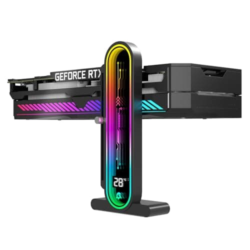 TGDGAMER ARGB GPU Support Bracket with Temperature Display(Ambient Case Temp),5V 3pin Universal GPU Bracket,Graphics Video Card Brace with Height Adjustable,DY7-Black