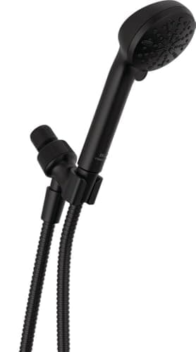 Delta Faucet 4-Spray Handheld Shower Head, Black Shower Head with Hose, Showerheads & Handheld Showers, Handheld Shower Heads, Detachable Shower Head, Hand Shower 2.5 GPM, Matte Black 75413DBL