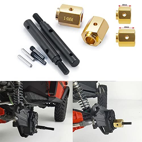Benedict Harry Brass Extended Wheel Hubs Hex Pins 145 and Steel Stub Axle Portal Drive Extended Set for TRX4 Defender