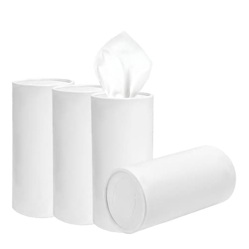 DXNQ 4 PCS Car Tissues Holder, Car Cup Holder Refillable Travel Tissues Tube with Facial Tissues, Portable Cylinder Round Tissue Boxes Container Decor for Car Office Home (White)