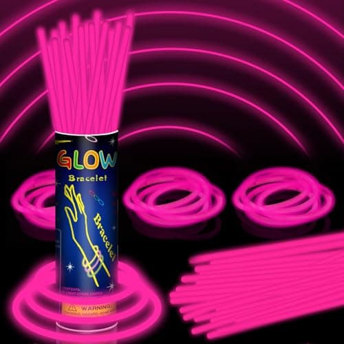 150 Pack 8 Pink Glow Sticks Bulk with 150 Connectors Neon Glow In The Dark Party favors Supplies for Holiday Birthday Party Decoration Pink