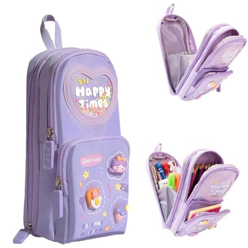 PLUSPOINT Premium Pencil Case 6 Layer with 3 Compartment Cute Aesthetic Pencil Case for Girls Large Capacity Pencil Pouch Multifunctional Pouch for School Kids Cute Quirky Stationary Gift