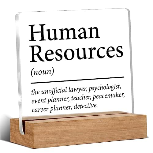 HR Gifts for Men Women HR Appreciation Gifts for Manager Director Human Resources Clear Desk Decorative Sign Acrylic Sign With Wooden Stand for Desk Table Shelf