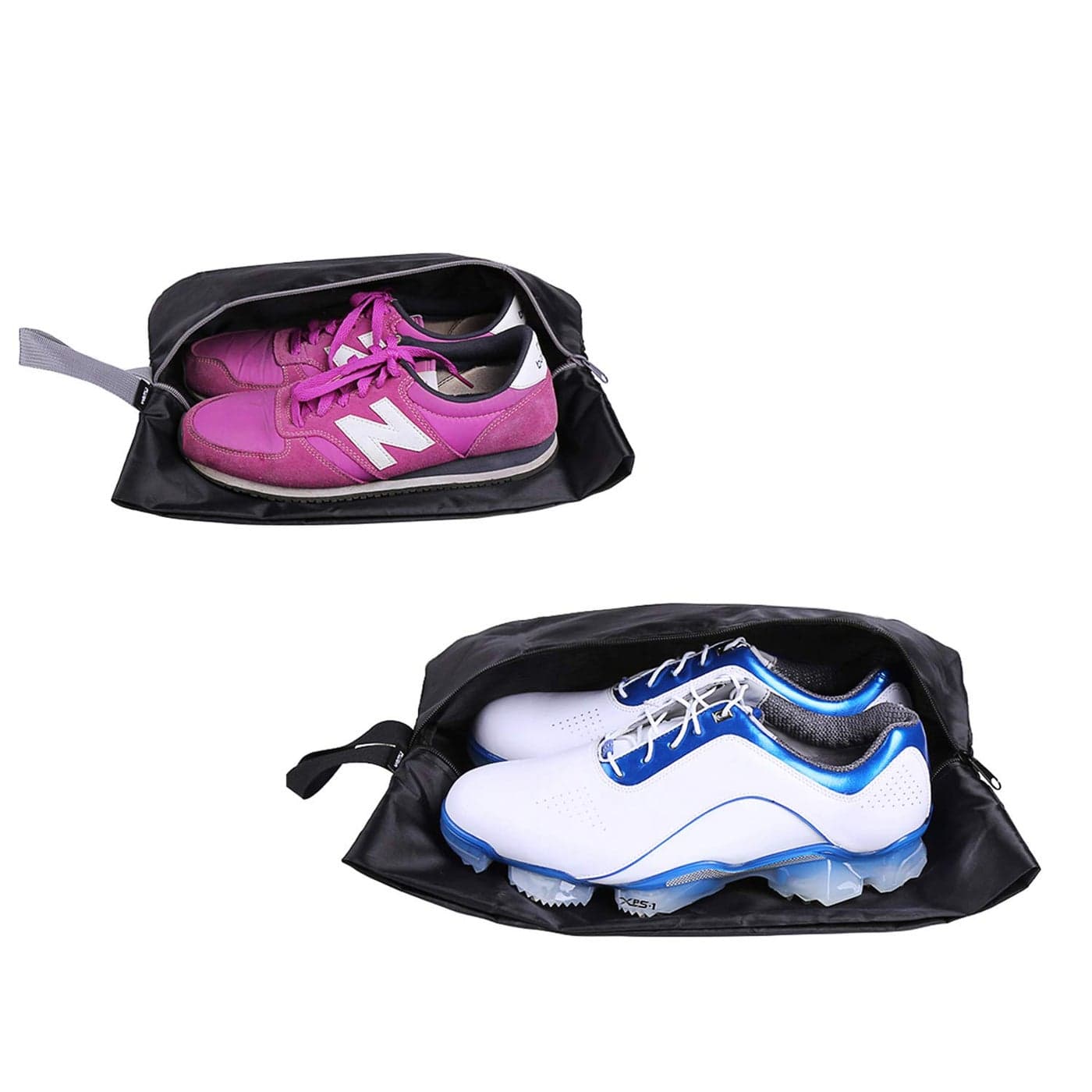 YAMIU Travel Shoe Bags Set of 2 Waterproof Nylon with Zipper for Men Women Black