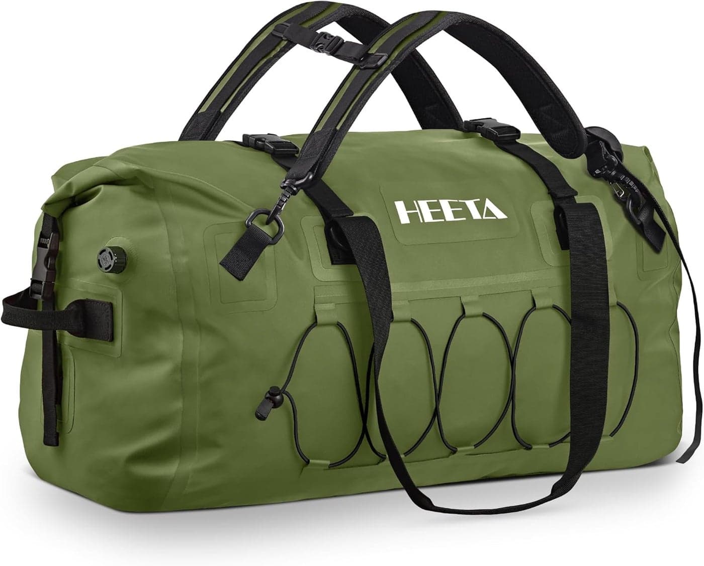 HEETA Waterproof Duffel Bag - 60L Extra Large Rolltop Travel Duffle for Kayaking, Rafting, and Camping (Green)