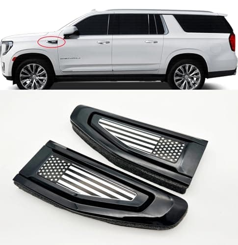 Pair Custom Vent Emblem Kit USA Flag 3D Badge Compatible with 2021-2024 GMC Yukon Yukon XL 3.0 Emblem Kit 544979545 New (Black)