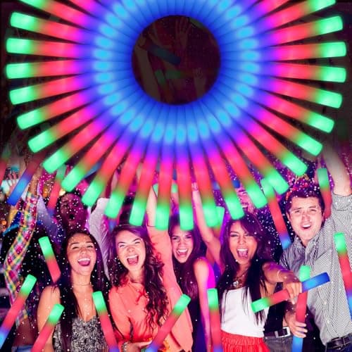 OLUPP 70 PCS LED Foam Glow Sticks Bulk Glow in the Dark Party Supplies with 3 Modes Colorful Flashing Foam Light Up Sticks for WeddingBirthdayNeon PartyCarnivalConcertNew Year