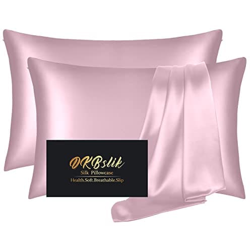 Silk Pillowcase 2 Pack, Natural Mulberry Silk Pillow Case, Anti Acne Silk Pillowcase for Hair and Skin, King Size Silk Satin Pillowcase Set of 2 with Hidden Zipper, Gifts for Women Men, Light Pink