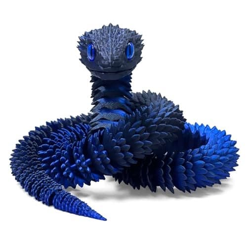Binvin 3D Printed AnimalsSnake Viper3D Printed Snake Toys Articulated Snake 3D Printed Animals Animal Model Ornaments Creative Funny Toy Festival Gift for Frends Black Blue 29Inch
