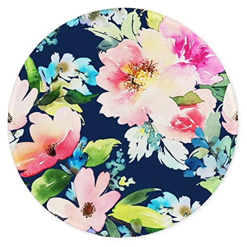 Auhoahsil Mouse Pad, Round Flowers Theme Anti-Slip Rubber Mousepad with Durable Stitched Edges for Gaming Office Laptop Computer Men Women Kids, Cute Custom Design, 8.7 x 8.7 in, Watercolor Daffodil