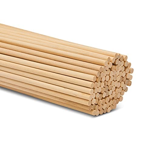 Wooden Dowel Rod 18 Inch x 18 Inch Wood Dowels Pack of 100 Wooden Dowels for Crafts Unfinished Hardwood Wooden Dowels Rods Strong Wood Rod Dowels for Crafting and DIYers