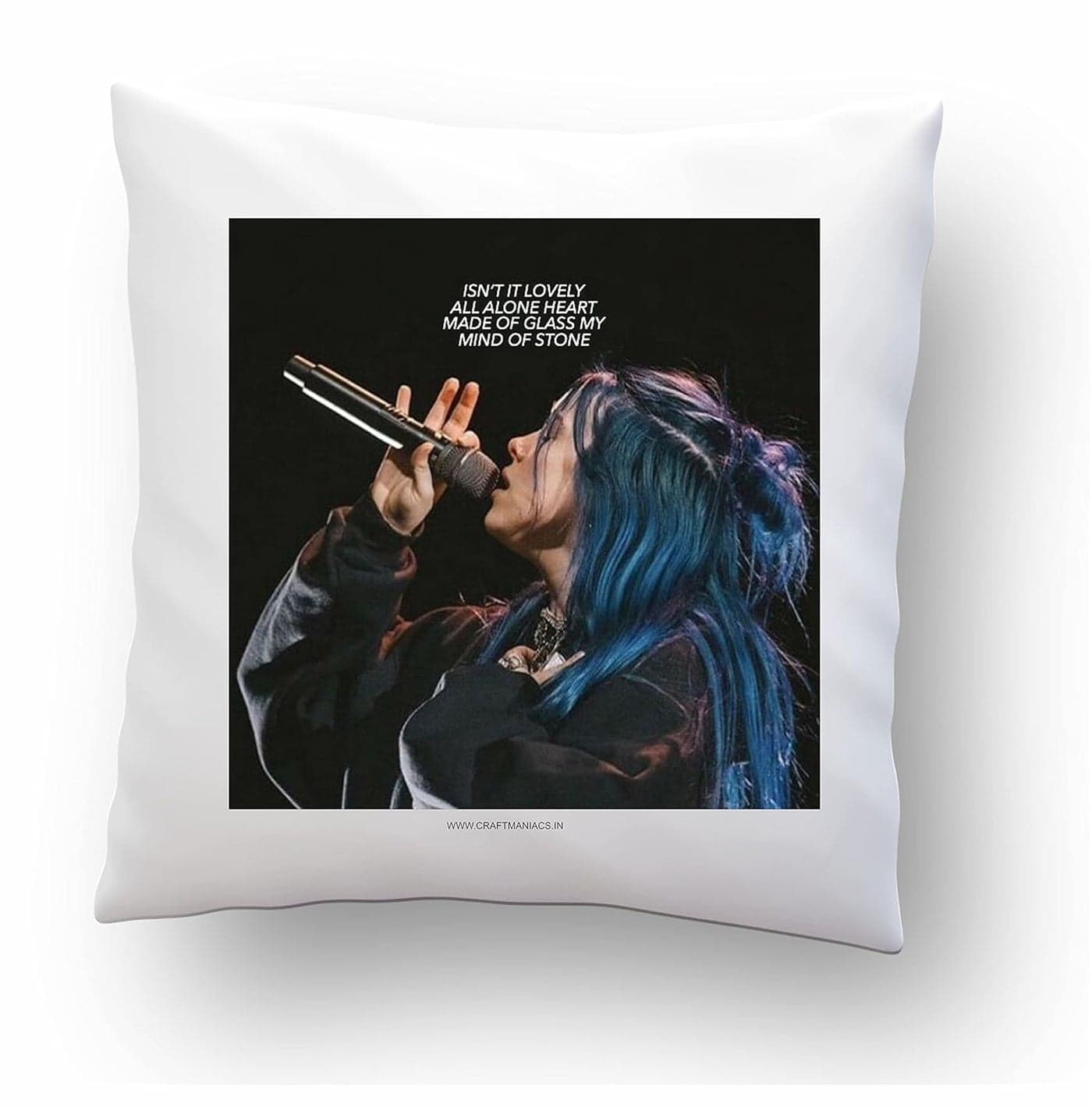 CRAFT MANIACS Billie E Heart Made of Glass 16x16 Inch Pillow with Filler Merch for Billie E Lovers Square