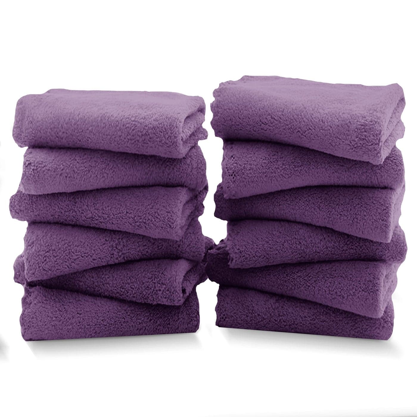 TENSTARS 12 Pack Premium Washcloths Set Quick Drying Soft Microfiber Coral Velvet Highly Absorbent Wash Clothes Multipurpose Use as Bath Spa Facial Fingertip Towel Grape Purple