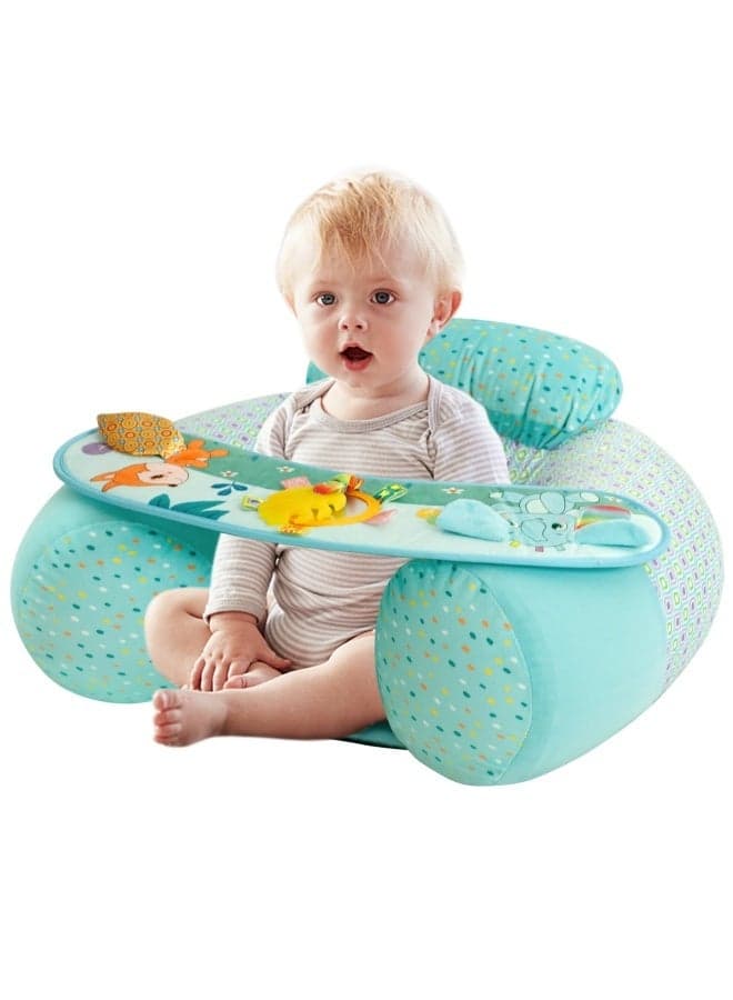 Baby Donut Sit Me Up Floor Seat for 3-36 Months, Inflatable Baby Seat with Cover, Activity Chair for Sitting up, Sensory Tray Suitable for Development(Green)