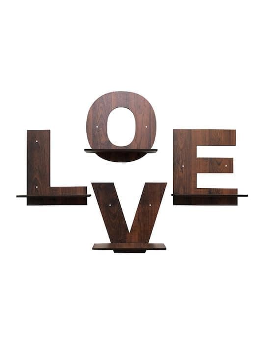 RHT Designer Wall Shelves for Home Decor Items Living Room Bedroom Wall Mount MDF Wooden Wall Shelf Pack of 4 PcsLove Decorative Wall Shelves