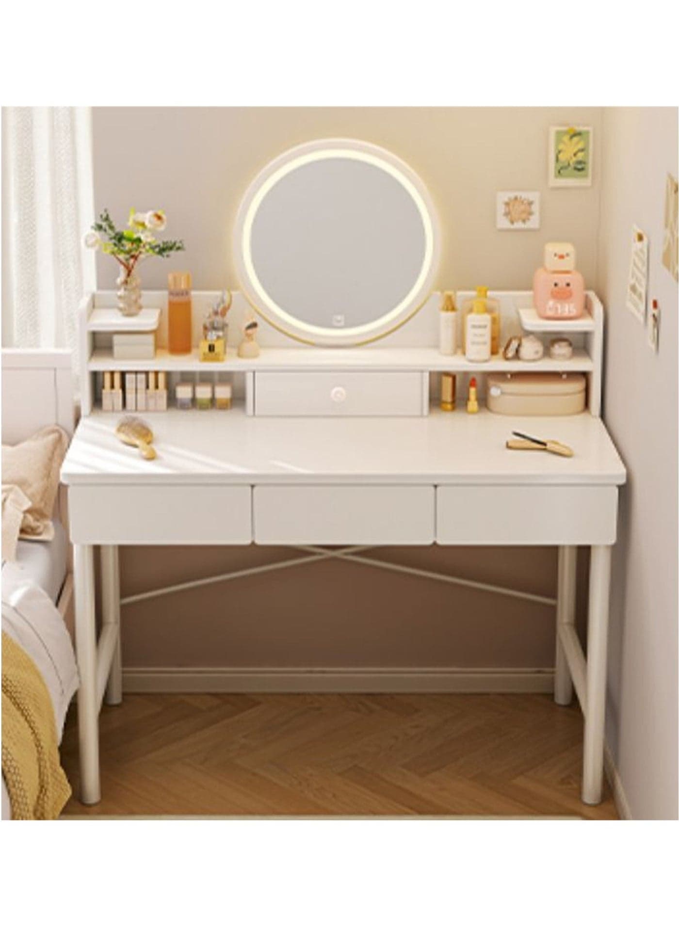 Makeup Vanity Table Dressing Table Flip Mirror With Drawers