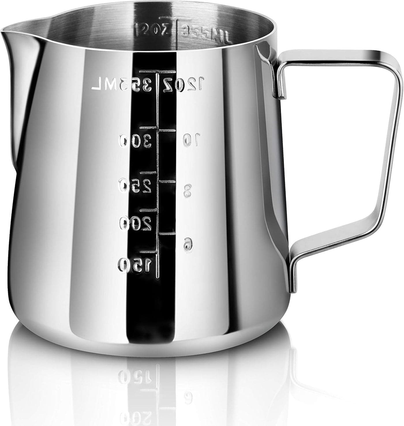 New Star Foodservice 28805 Commercial Grade Stainless Steel 188 Frothing Pitcher 12Ounce with Measurement Scale