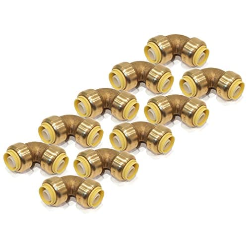 10 Pcs. XFITTING 1/2" X 1/2" Push Fit Elbow, Brass