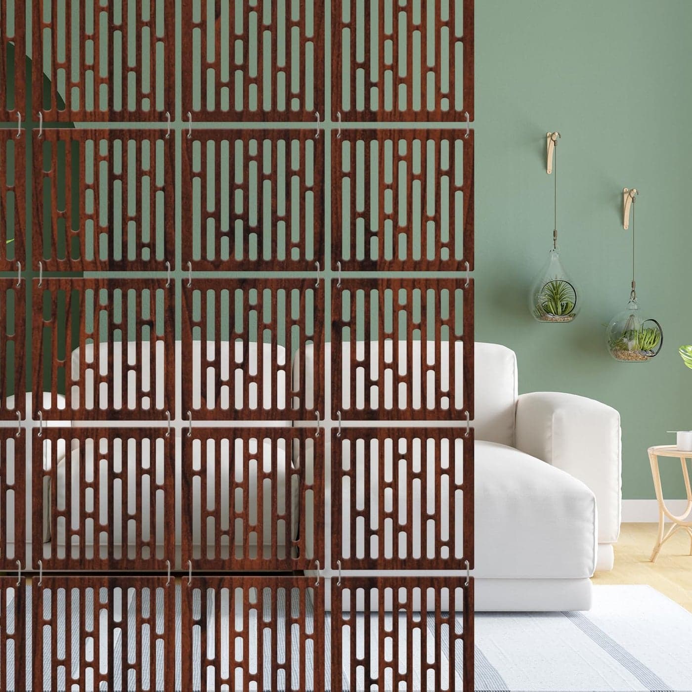 Olive Tree 12Pcs Hanging Room Divider Panel Modern Hanging Screen Partition for Home Decoration Living Room 115 x 115 12 PanelsOTD7092