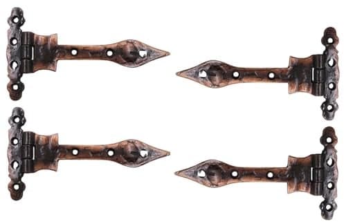 The Metal Magician Antique Copper TStrap Hinges Pack of 4 Heavy Duty Barn Door Hinges 62 x 35 for Wooden Fences Heavy Duty Decorative Farm Gate Hinge Antique Copper