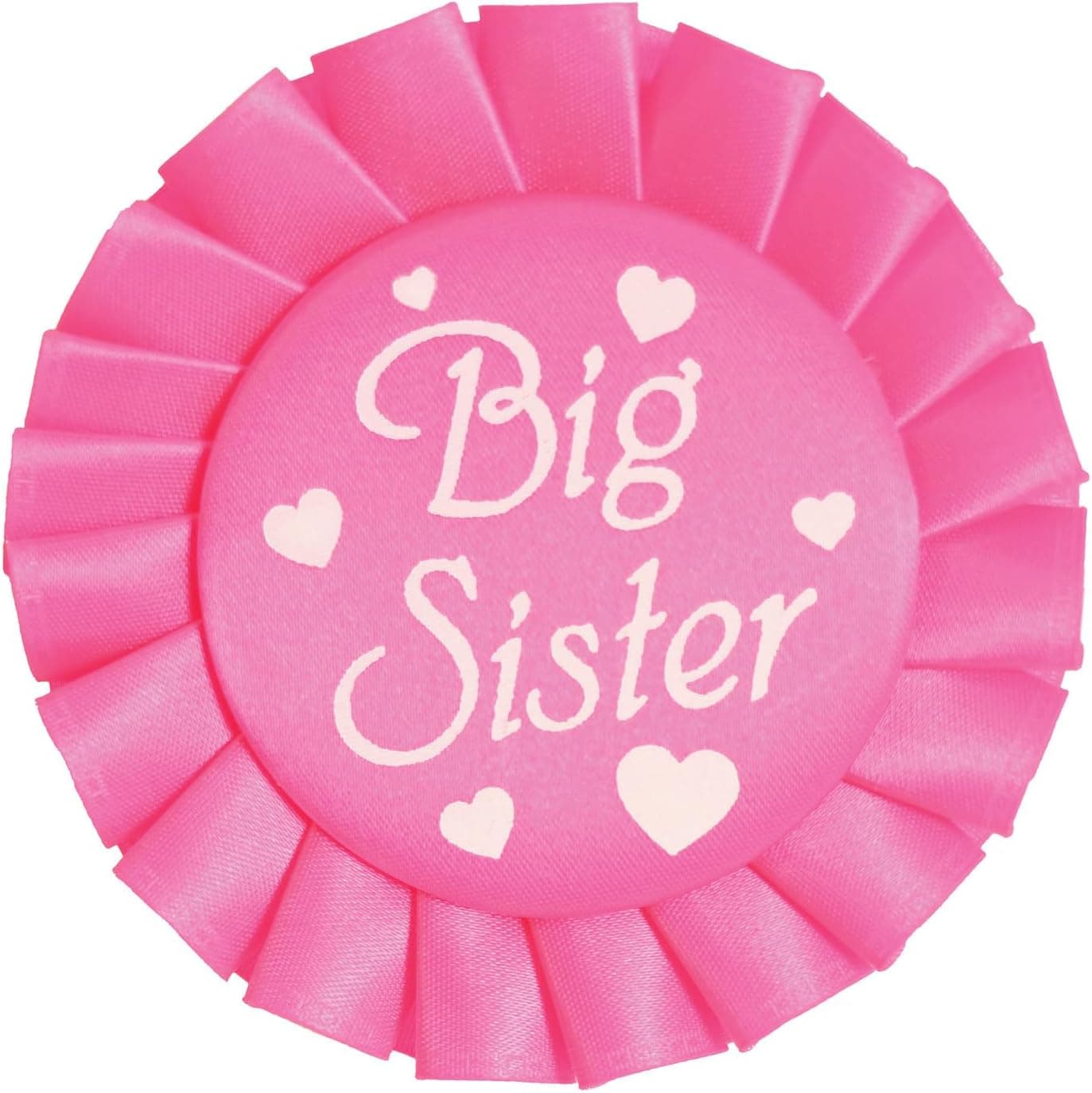 Beistle Big Sister Pink Ribbon Pin with Heart DesignPerfect for Sibling Announcements Baby Showers and Family Celebrations CeriseWhite