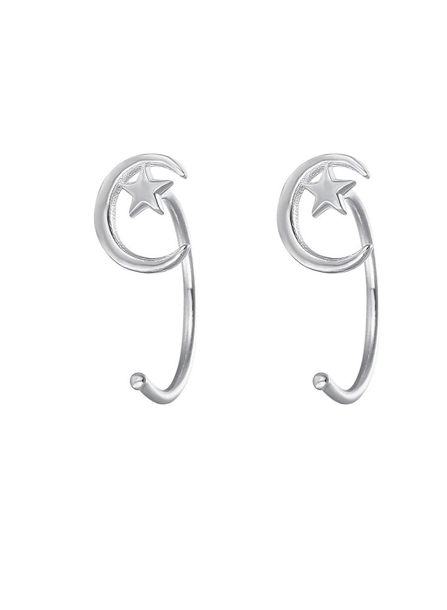 S999 pure silver earrings with cute temperament, ins non removable earrings, foot silver earrings, ear holes, anti blocking and compact earrings