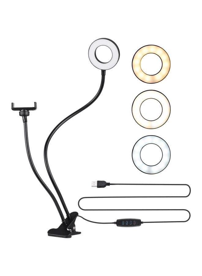 2-In-1 LED Ring Light With Cell Phone Holder Stand Black/White
