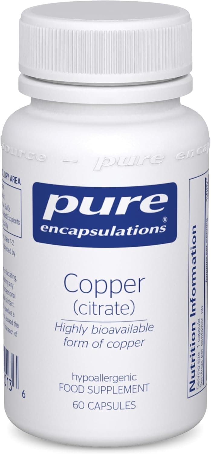 Pure Encapsulations Copper Citrate Highly Bioavailable Copper Supplement for Immune Support Skin Hair 60 Vegetarian Capsules