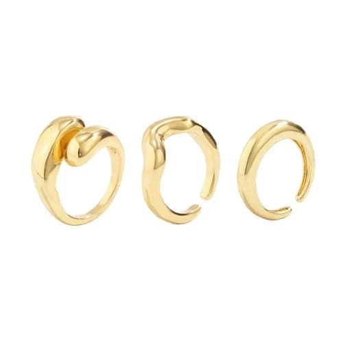 Shining Diva Fashion Set of 3 Latest Stylish Gold Plated Rings for Women and Girls (16662r)