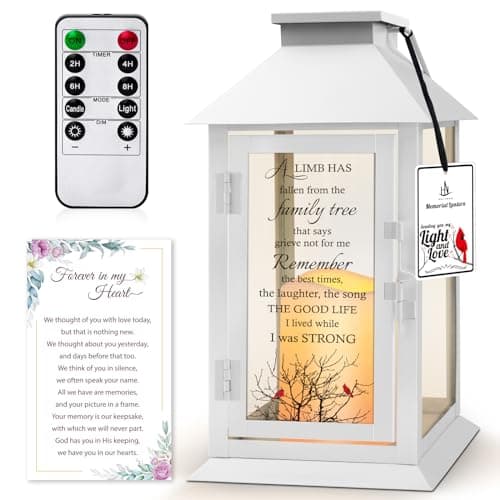 HN HAIINAA Memorial Lantern Bereavement Gifts in Memory of Loved One - Remembrance Sympathy Gifts for Loss of Mother or Father with LED Candle and Remote