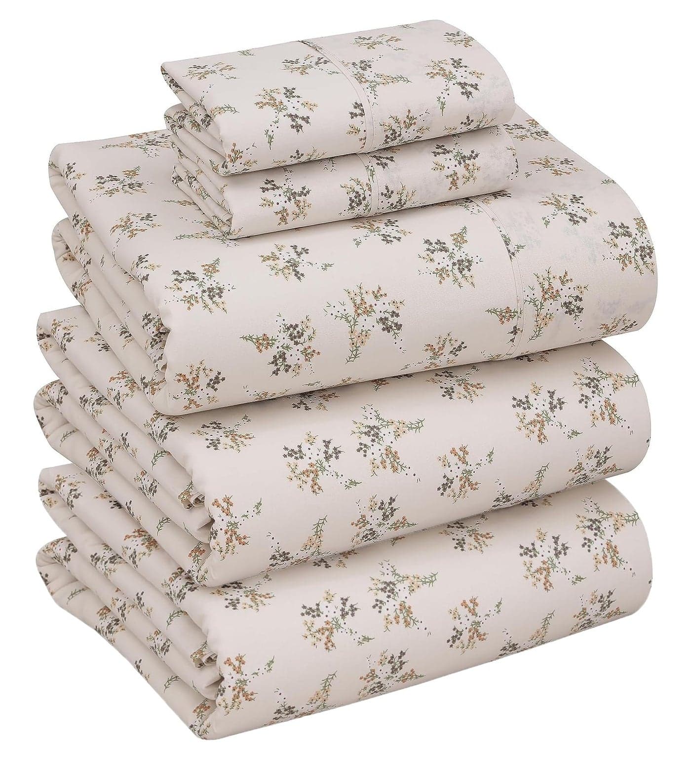 RUVANTI 100 Cotton Split King Sheets Sets for Adjustable Bed 5 PCs Soft Breathable Percale Weave Bedding Deep Pocket 16 Hotel Standard Crisp Cool Feel Durable Floral Sheet Twin Spring