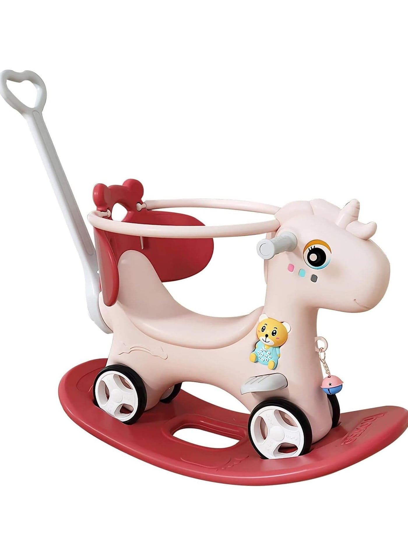 Interactive Plastic Rocking Horse for Gender Neutral 3-4 Year Olds - Battery Included - 68cm Length - Rocking Horses & Back & Push Rod