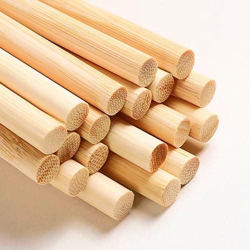 Dtmasao 12 x 175 Inch 25 PCS Dowel Rods Wood Sticks Wooden Dowel Rods Unfinished Bamboo Sticks for Crafts and DIYers