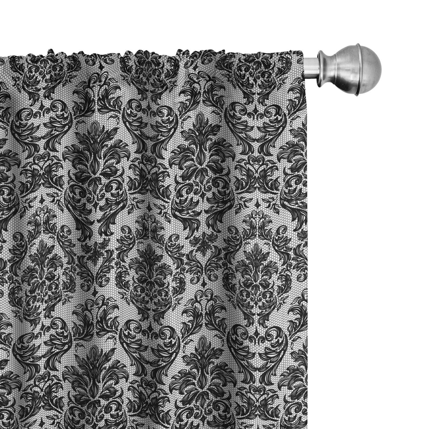 Ambesonne Baroque Window Curtains Vintage Lace Style Pattern of Antique Victorian Motifs Renaissance Influences Lightweight Decor 2Panel Set with Rod Pocket Pair of 28 x 95 Charcoal