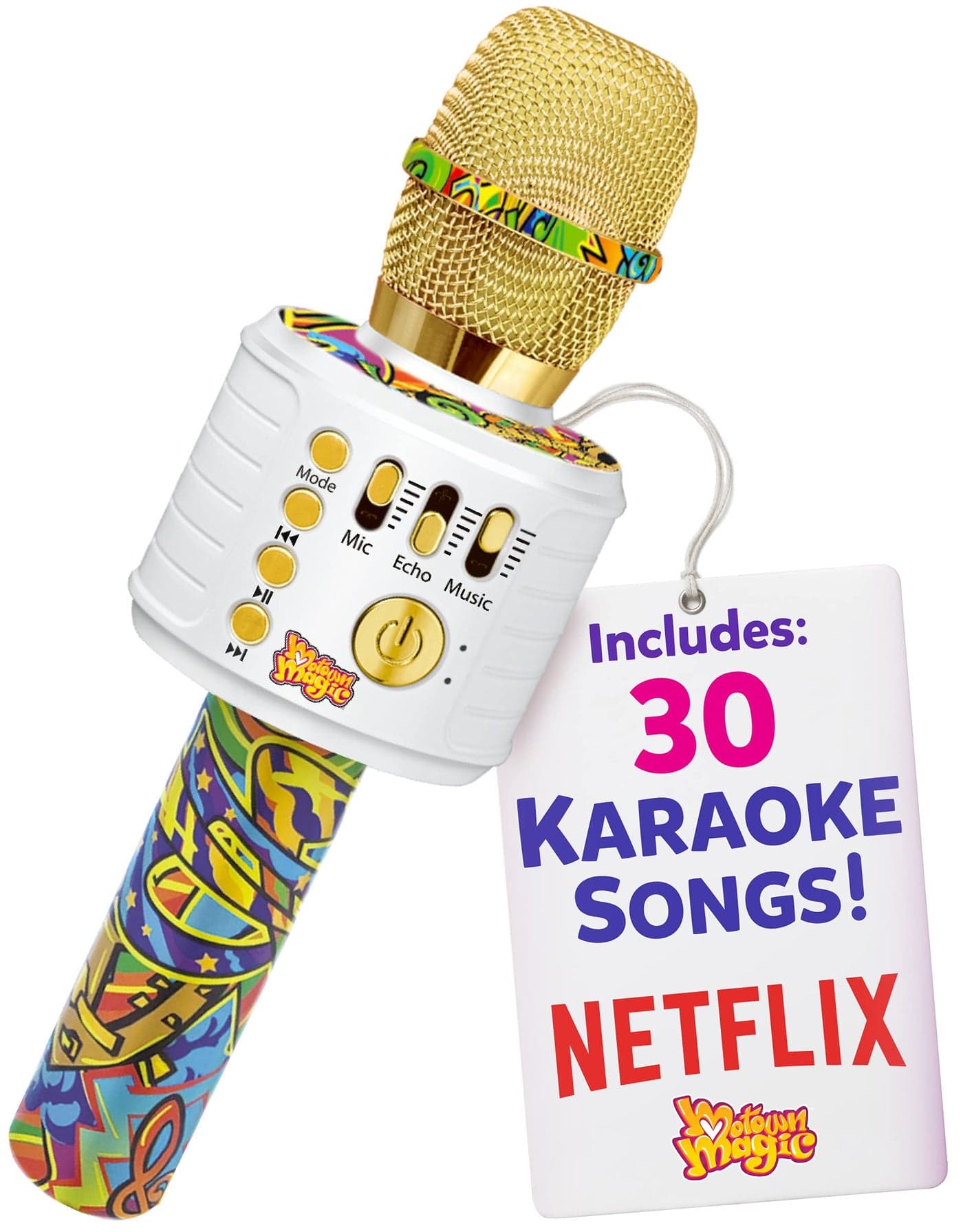 Move2Play Kids Karaoke Microphone Includes Bluetooth PreLoaded Songs Birthday Girls Present for All Ages 2 3 4 5 Year Old Girls Boys Toddlers Graffiti