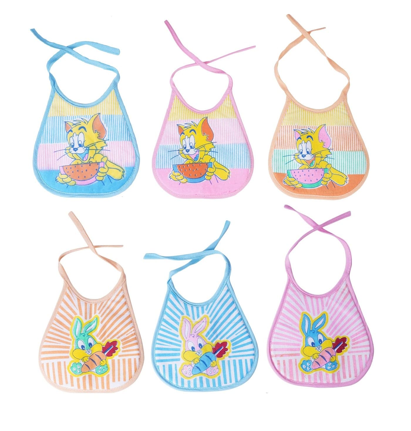 Da Anushi Soft Cotton Washable & Reusable Multicolor Absorbing/Comfortable and Easily Adjustable Feeding Bibs In Apron Style For Babies,Toddlers,Infants