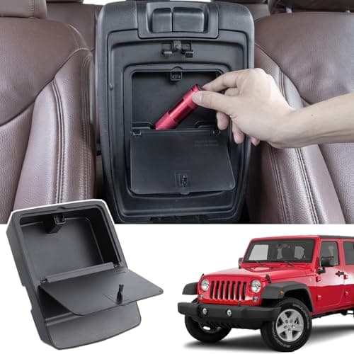 JKCOVER Center Console Hidden Organizer Box Compatible with Jeep Wrangler JK/JKU 2011-2016 2017 2018 Accessories Armrest Secret Compartment One-Touch Hidden Storage (Patent Design)