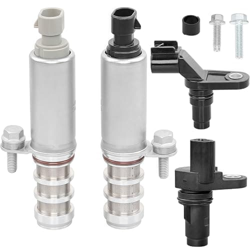 Intake and Exhaust Camshaft Position Actuator VVT Solenoid Valve Kit with Camshaft Crankshaft Engine Sensor- Compatible with Chevy,GMC,Pontiac,Saturn,Buick- Replace# 12655420,12655421,12577245,907-799