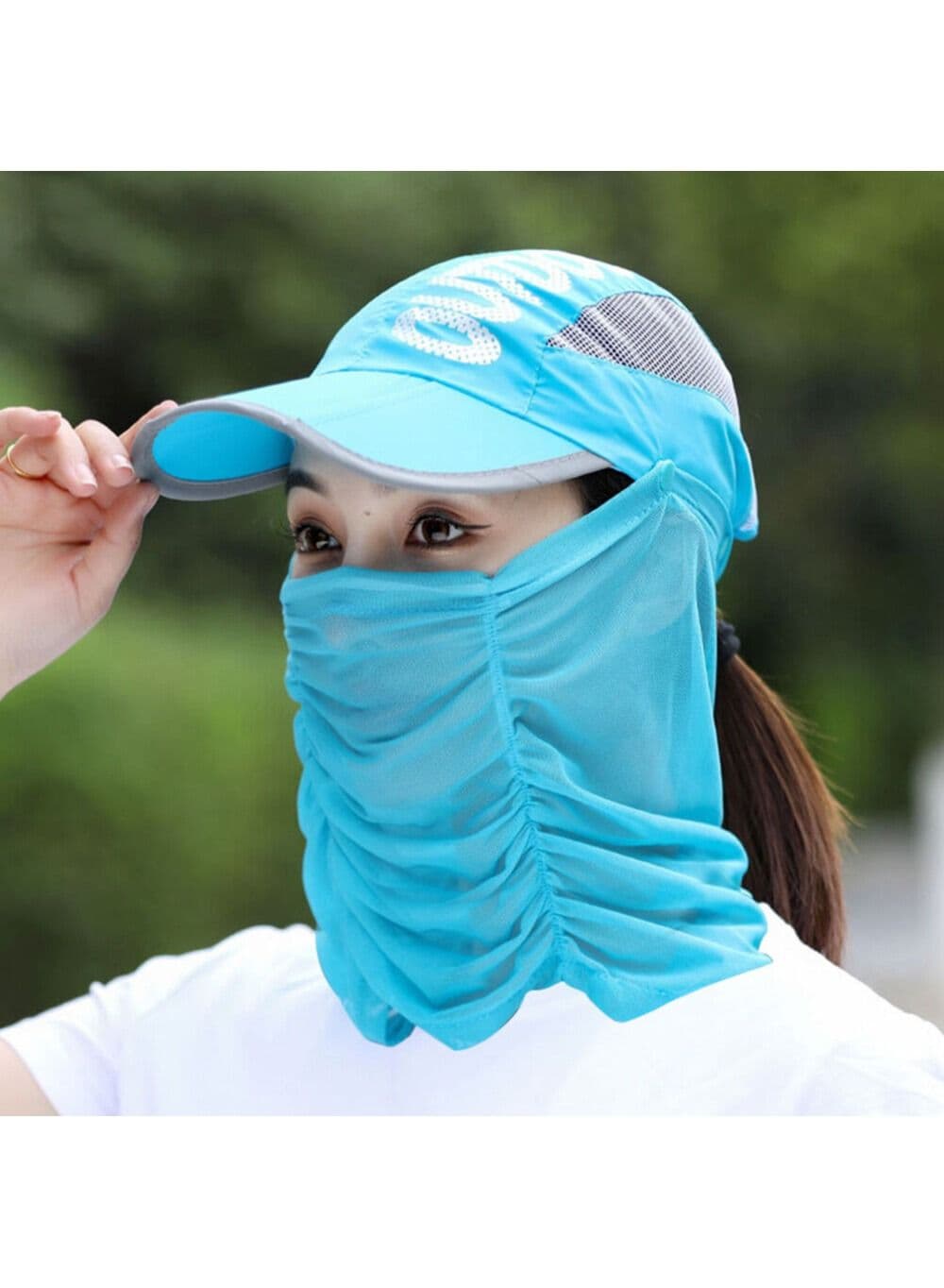 Face Cover Hat Sun Hat with Breathable Removable Foldable Neck Flap Mask Mosquito Repe