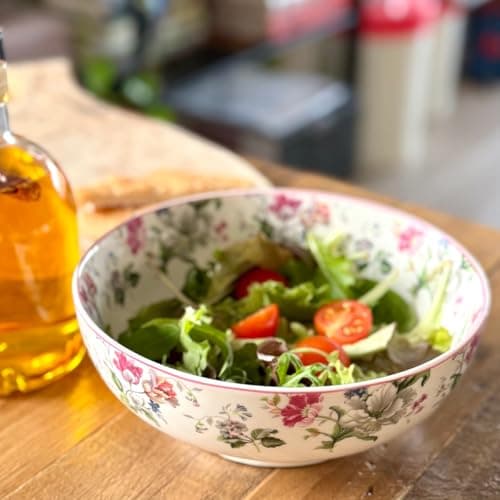 GOLDEN QUEEN'S Serving Bowls Set of 2, Microwave Safe | Ideal for Salad, Biryani, Ramen & Hosting | 700ML & 800ML | Handcrafted Ceramic - Garden Splendor Serving Bowls