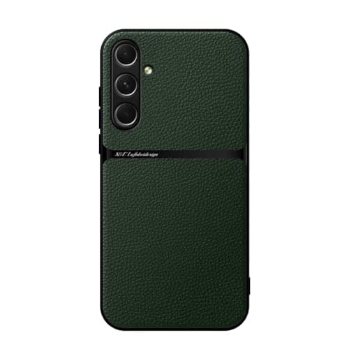 Kepuch Case Compatible for Samsung Galaxy S24 Litchi Grain Magnetic Holder Builtin Metal Plate Cover Bumper Green