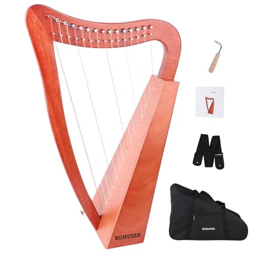 BGMUSER Professional Harp Instrument 15 Strings International Standard Nylon string Lyre Harp with Bag/Strap/Tuning-Wrench