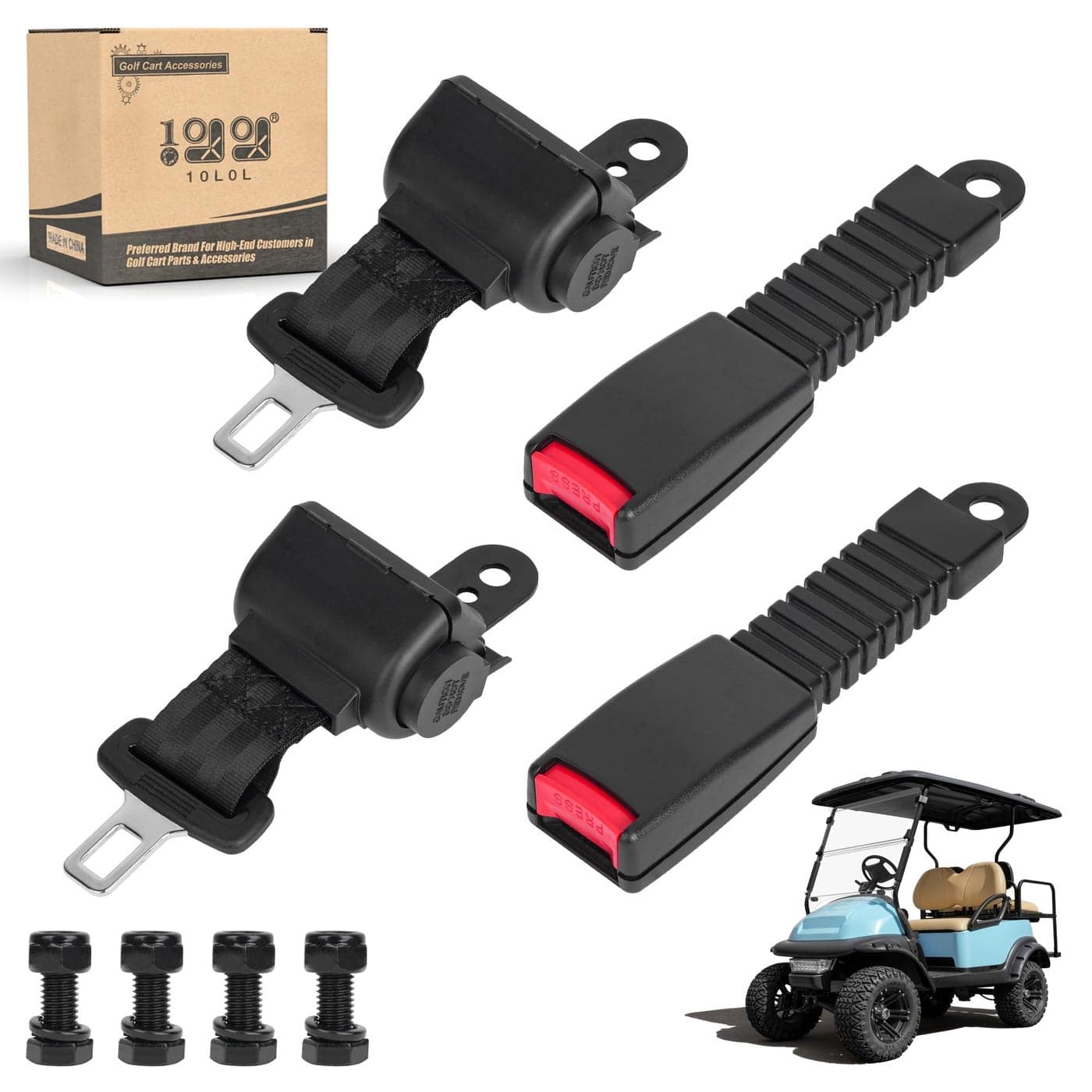 10L0L Retractable Golf Cart Seat Belts4764 Universal Retractable Seat Belts for Yamaha EZGO Club Car Go Kart UTV Set of 2