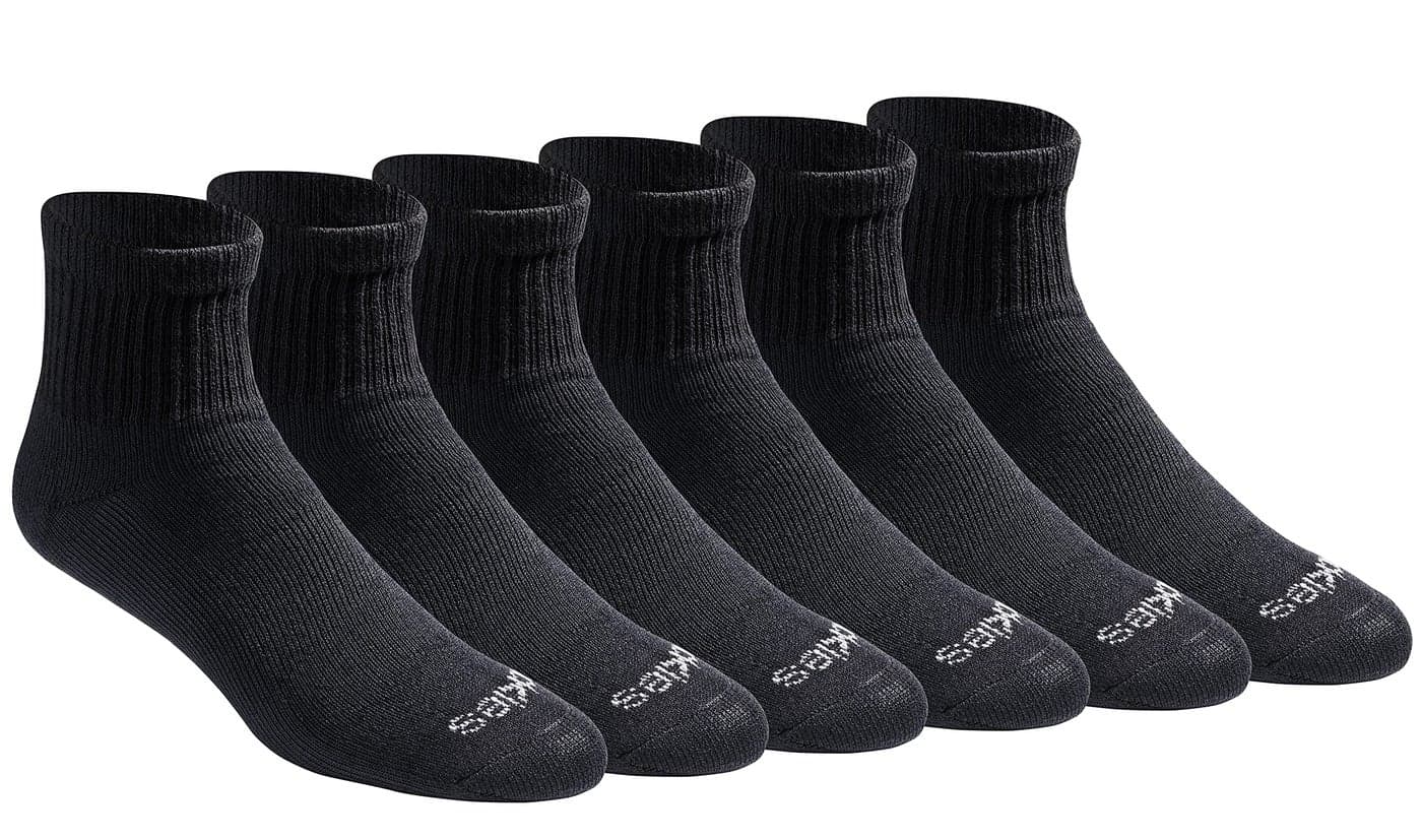 Dickies Mens DriTech Moisture Control Quarter Socks 6 12 18 Pairs Solid Black 6 Pairs Large