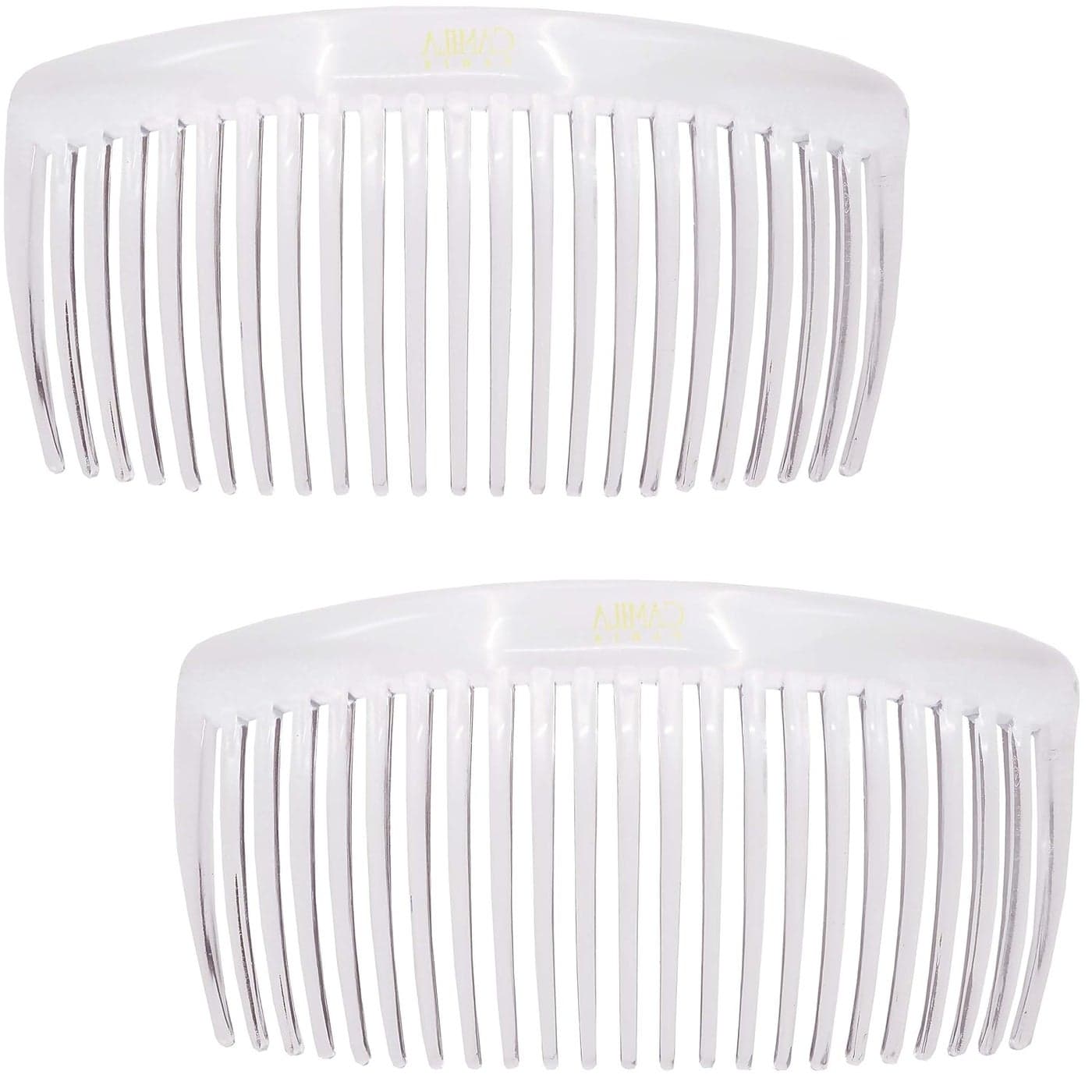 Camila Paris CP2911 French Side Combs Large Curved Clear French Twist Hair Combs Decorative Strong Hold Hair Clips for Women Bun Chignon UpDo No Slip Styling Girls Hair Accessories Made in France