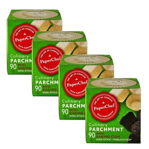PaperChef - Mini Parchment Baking Cups - Easy Release, Non-Stick Paper - 90 Count - 4 Pack